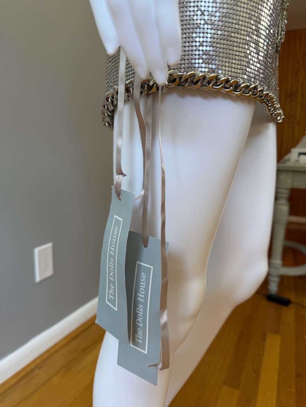 REVOLVE - The Dolls House Silver Metallic Chainmail Hood Top & Mini Skirt Set - Picture 10 of 17